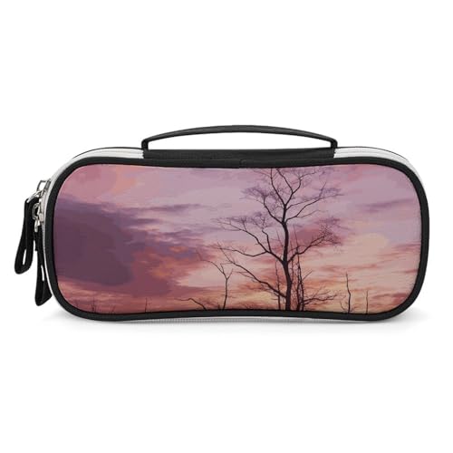 Rrtsmsgh Dusk Background Pencil Case Large Capacity, Small PU Leather Makeup Bag with Zipper & Handle Portable Pencil Pouch for Office, Cosmetic Storage von Rrtsmsgh