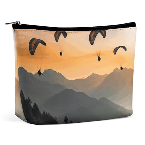 Rrtsmsgh Fallschirm-Make-up-Tasche für Damen, tragbare Reise-Kulturbeutel, PU-Leder, Kosmetiktasche mit Reißverschluss Rrtsmsgh Fallschirm-Make-up-Tasche für Damen, tragbare Reise-Kulturbeutel, PU-Leder, Kosmetiktasche mit Reißverschluss von Rrtsmsgh