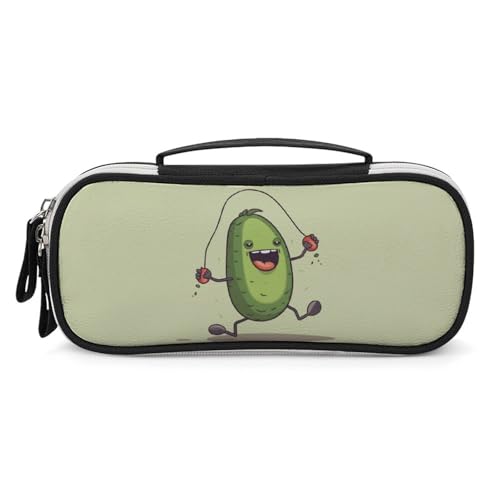 Rrtsmsgh Federmäppchen mit Seilspringen, Obst, großes Fassungsvermögen, kleine Make-up-Tasche aus PU-Leder mit Reißverschluss und Griff, tragbares Federmäppchen für Büro, Kosmetikaufbewahrung von Rrtsmsgh