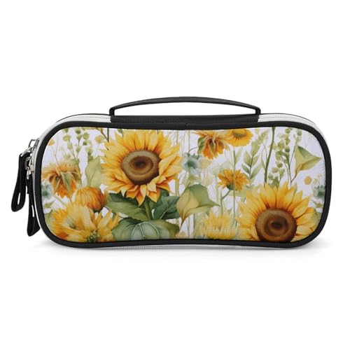Rrtsmsgh Federmäppchen mit Sonnenblume und Mais, großes Fassungsvermögen, kleine Make-up-Tasche aus PU-Leder mit Reißverschluss und Griff, tragbares Federmäppchen für Büro, Kosmetikaufbewahrung Rrtsmsgh Federmäppchen mit Sonnenblume und Mais, großes Fassungsvermögen, kleine Make-up-Tasche aus PU-Leder mit Reißverschluss und Griff, tragbares Federmäppchen für Büro, Kosmetikaufbewahrung von Rrtsmsgh