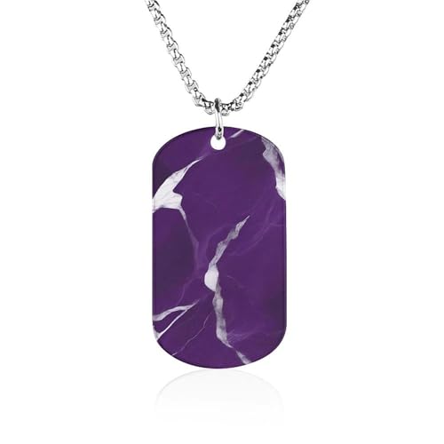 Rrtsmsgh Halskette mit dunkelvioletter Textur, Titanstahl, rechteckig, Halskette, Schmuck, Geschenk für Männer und Frauen von Rrtsmsgh