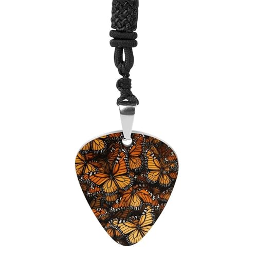 Rrtsmsgh Heaps of Orange Monarch Butterflies Gitarre Plektrum Halskette für Männer Frauen Titan Stahl Gitarre Plektrum Anhänger Musikliebhaber Geschenk für Gitarristen Musiker Rock Fans Rrtsmsgh Heaps of Orange Monarch Butterflies Gitarre Plektrum Halskette für Männer Frauen Titan Stahl Gitarre Plektrum Anhänger Musikliebhaber Geschenk für Gitarristen Musiker Rock Fans von Rrtsmsgh