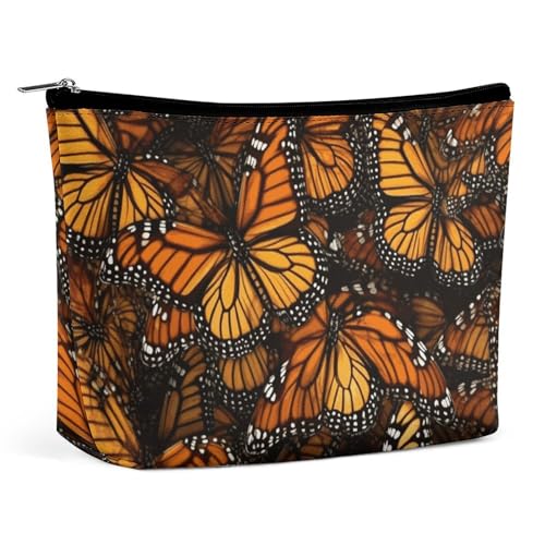 Rrtsmsgh Heaps of Orange Monarch Butterflies Make-up-Tasche für Damen, tragbare Reise-Kulturbeutel, PU-Leder, Kosmetiktasche mit Reißverschluss Rrtsmsgh Heaps of Orange Monarch Butterflies Make-up-Tasche für Damen, tragbare Reise-Kulturbeutel, PU-Leder, Kosmetiktasche mit Reißverschluss von Rrtsmsgh