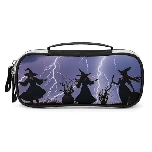 Rrtsmsgh Hexengebetetes Federmäppchen, großes Fassungsvermögen, kleine Make-up-Tasche aus PU-Leder mit Reißverschluss und Griff, tragbares Federmäppchen für Büro, Kosmetikaufbewahrung von Rrtsmsgh