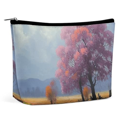 Rrtsmsgh Kosmetiktasche für Damen, Motiv: Jahreszeit, Landschaft, tragbar, Reise-Kulturbeutel, PU-Leder, Kosmetiktasche mit Reißverschluss Rrtsmsgh Kosmetiktasche für Damen, Motiv: Jahreszeit, Landschaft, tragbar, Reise-Kulturbeutel, PU-Leder, Kosmetiktasche mit Reißverschluss von Rrtsmsgh