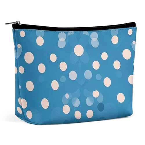 Rrtsmsgh Make-up-Tasche für Damen, tragbar, Reise-Kulturbeutel, PU-Leder, Kosmetiktasche mit Reißverschluss, Blau mit Punktemuster Rrtsmsgh Make-up-Tasche für Damen, tragbar, Reise-Kulturbeutel, PU-Leder, Kosmetiktasche mit Reißverschluss, Blau mit Punktemuster von Rrtsmsgh