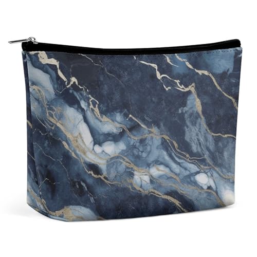 Rrtsmsgh Make-up-Tasche für Damen, tragbar, Reise-Kulturbeutel, PU-Leder, Kosmetiktasche mit Reißverschluss, Marmor, Marineblau Rrtsmsgh Make-up-Tasche für Damen, tragbar, Reise-Kulturbeutel, PU-Leder, Kosmetiktasche mit Reißverschluss, Marmor, Marineblau von Rrtsmsgh