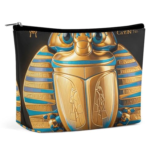 Rrtsmsgh Makeup-Tasche für Damen, ägyptischer Skarabäus, tragbare Reise-Kulturbeutel, PU-Leder, Kosmetiktasche mit Reißverschluss Rrtsmsgh Makeup-Tasche für Damen, ägyptischer Skarabäus, tragbare Reise-Kulturbeutel, PU-Leder, Kosmetiktasche mit Reißverschluss von Rrtsmsgh