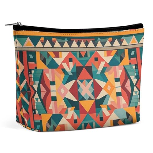 Rrtsmsgh Native Patterns Make-up-Tasche für Damen, tragbare Reise-Kulturbeutel, PU-Leder, Kosmetiktasche mit Reißverschluss von Rrtsmsgh