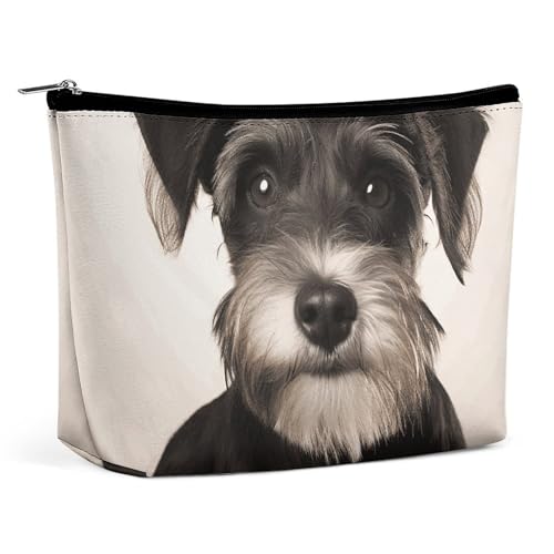 Rrtsmsgh Niedlicher Schnauzer Make-up-Tasche für Damen, tragbare Reise-Kulturbeutel, PU-Leder, Kosmetiktasche mit Reißverschluss Rrtsmsgh Niedlicher Schnauzer Make-up-Tasche für Damen, tragbare Reise-Kulturbeutel, PU-Leder, Kosmetiktasche mit Reißverschluss von Rrtsmsgh
