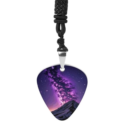 Rrtsmsgh Purple Starry Guitar Pick Necklace for Men & Women, Titanium Steel Guitar Plektrum Pendant Music Lover Gift for Guitarists, Musicians, Rock Fans Rrtsmsgh Purple Starry Guitar Pick Necklace for Men & Women, Titanium Steel Guitar Plektrum Pendant Music Lover Gift for Guitarists, Musicians, Rock Fans von Rrtsmsgh