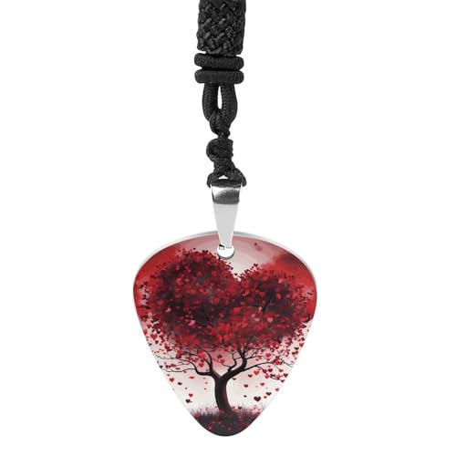 Rrtsmsgh Red Love Heart Tree Guitar Pick Necklace for Men & Women, Titanium Steel Guitar Plektrum Pendant Music Lover Gift for Guitarists, Musicians, Rock Fans Rrtsmsgh Red Love Heart Tree Guitar Pick Necklace for Men & Women, Titanium Steel Guitar Plektrum Pendant Music Lover Gift for Guitarists, Musicians, Rock Fans von Rrtsmsgh