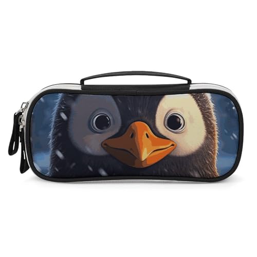 Rrtsmsgh Snow Federmäppchen mit großem Fassungsvermögen, kleine Make-up-Tasche aus PU-Leder mit Reißverschluss und Griff, tragbares Federmäppchen für Büro, Kosmetikaufbewahrung von Rrtsmsgh