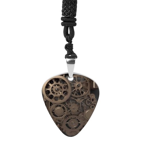 Rrtsmsgh Steampunk Mechanical Gears Guitar Pick Necklace for Men & Women, Titanium Steel Guitar Plektrum Pendant Music Lover Gift for Guitarists, Musicians, Rock Fans Rrtsmsgh Steampunk Mechanical Gears Guitar Pick Necklace for Men & Women, Titanium Steel Guitar Plektrum Pendant Music Lover Gift for Guitarists, Musicians, Rock Fans von Rrtsmsgh