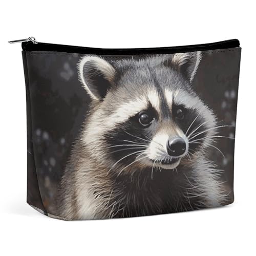 Rrtsmsgh Waschbär-Make-up-Tasche für Damen, tragbare Reise-Kulturbeutel, PU-Leder, Kosmetiktasche mit Reißverschluss Rrtsmsgh Waschbär-Make-up-Tasche für Damen, tragbare Reise-Kulturbeutel, PU-Leder, Kosmetiktasche mit Reißverschluss von Rrtsmsgh