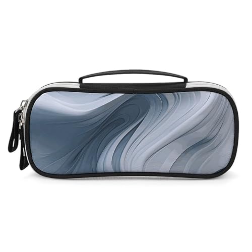Rrtsmsgh Wave Motion Image Federmäppchen, großes Fassungsvermögen, kleine Make-up-Tasche aus PU-Leder mit Reißverschluss und Griff, tragbares Federmäppchen für Büro, Kosmetikaufbewahrung von Rrtsmsgh