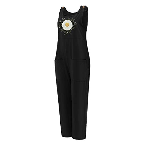 Damen Jumpsuit Lässiger Latzhose Baggy Oversize Arbeitshose Ärmellose Trägerhose Loose Beiläufig Sommer Strampler Playsuit mit Große Taschen Arbeitshose Freizeitanzug Einteilig A1418 von Rrunsv