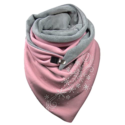 Dreieckschal Damen Schal Halstücher Herbst Winter Flauschiger Schal Wintermode Schneeflockendruck Knopfschals Wickelschals Lässige Frauen Warmer Weicher Schal Herren Schal Scarf (Aw06-Pink, One Size) von Rrunsv