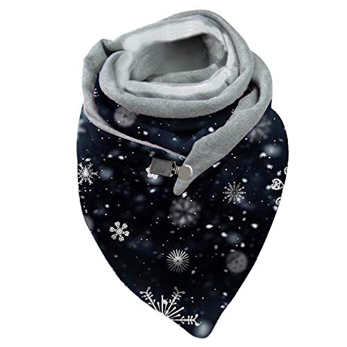 Dreieckschal Damen Schal Halstücher Herbst Winter Flauschiger Schal Wintermode Schneeflockendruck Knopfschals Wickelschals Lässige Frauen Warmer Weicher Schal Herren Schal Scarf Women Winterschal von Rrunsv