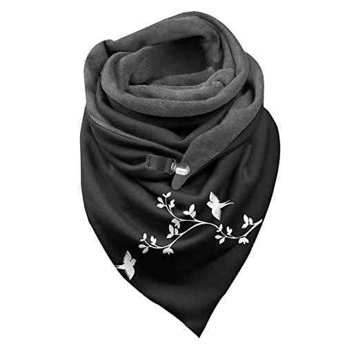 Rrunsv Dreieckschal Damen Schal Halstücher Herbst Winter Flauschiger Schal Wintermode Schneeflockendruck Knopfschals Wickelschals Warmer Weicher Schal Herren Schal Scarf Winterschal, Einheitsgröße von Rrunsv