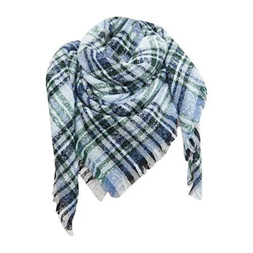 Dreieckstuch Halstücher Herbstschal Schal Damen Weich Scarf Mode Frauen Druckknopf Schal Schal Frauen Mode böhmischen Schal ethnischen Stil Krawatte Quaste Schal Senfgelb Damen (Aw01-Blue, One Size) von Rrunsv