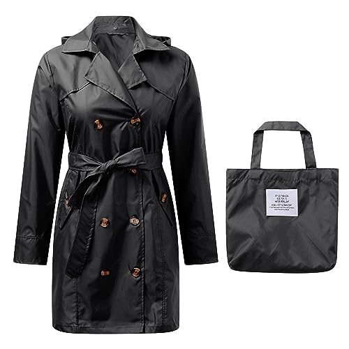 Regenjacke Damen Wasserdicht Dünne Outdoorjacke Windbreaker Wasserdicht Trenchcoat Damen Regenmantel Mantel Jacke Übergangsjacke Damen Softshelljacke Funktionsjacke Wanderjacke Fahrradjacke Windjacke von Rrunsv