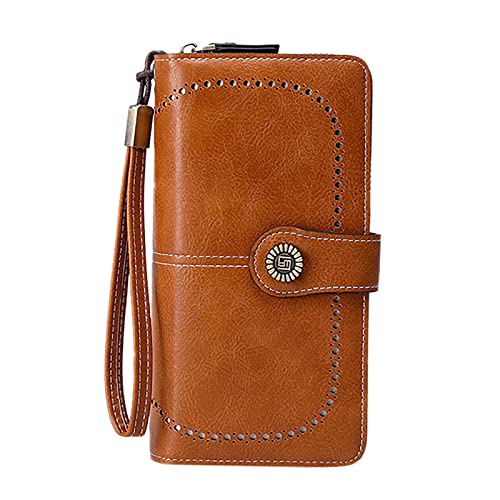 Rrunsv Brieftasche Damen Mini Tasche, Antimagnetische RFID-Geldbörse für Damen aus europäischem und amerikanischem Wachsleder mit großer Geldbörsen Mehrzweck Handtaschen Praktische Tas366 von Rrunsv