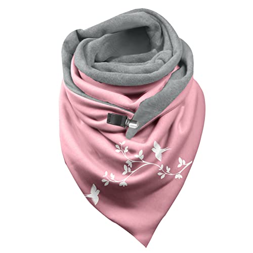 Dreieckschal Damen Schal Halstücher Herbst Winter Flauschiger Schal Wintermode Schneeflockendruck Knopfschals Wickelschals Lässige Frauen Warmer Weicher Schal Herren Schal Scarf Women Winterschal von Rrunsv