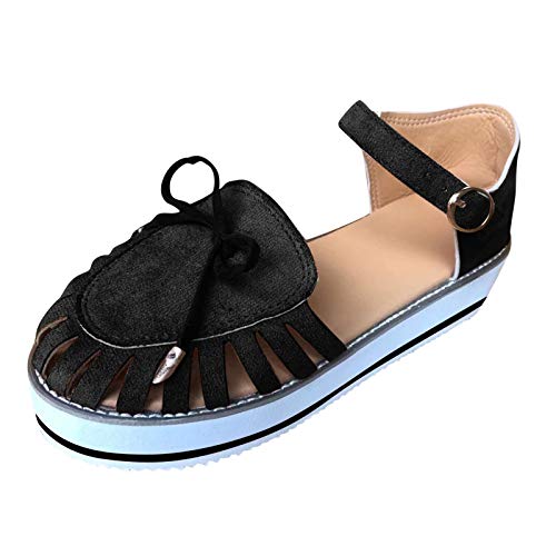 Rrunsv Sandalen Damen Casual Sommer Geschlossener Zeh Sweet Plateau Schnalle Frauen Mädchen Sandaletten Sommerschuhe von Rrunsv