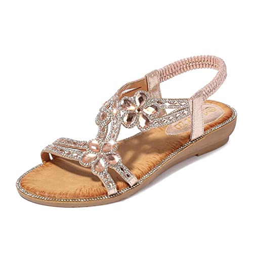 Rrunsv Sandalen Damen Gespaltene Zehen Abendschuhe Glitzer Strass Peep Toe Flip Flop Plateau Strandschuhe Frauen Mädchen Sandaletten Sommerschuhe Riemchensandalen Römersandalen, T29 Rosa, 40 EU von Rrunsv