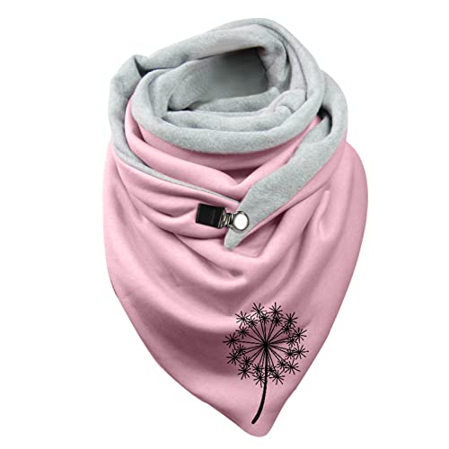 Rrunsv Schal Damen Winter Dreieckschal Loop Schal Scarf Damen Herbst und Winter Fleece Warmer Löwenzahn Druck Doppelnähte Dreiecksschnalle Schal Radfahren Dreieck Schal Poncho Dünn Schals Halstuch von Rrunsv