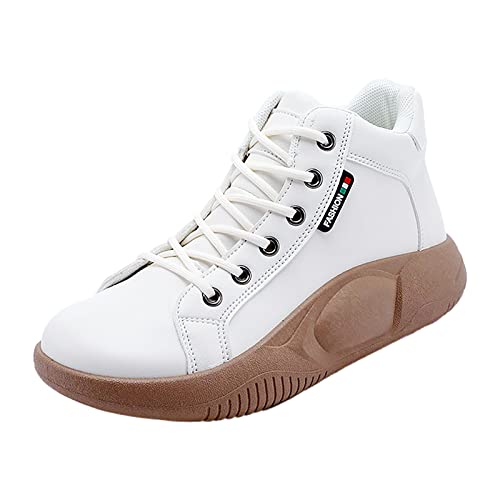 Rrunsv Sneaker Damen Atmungsaktiv Laufschuhe 2022 Frauen Herbst Koreanische Lace Up High Top Solide Beiläufige Sportschuhe Leicht Walkingschuhe Schuhe Turnschuhe Sportschuhe von Rrunsv