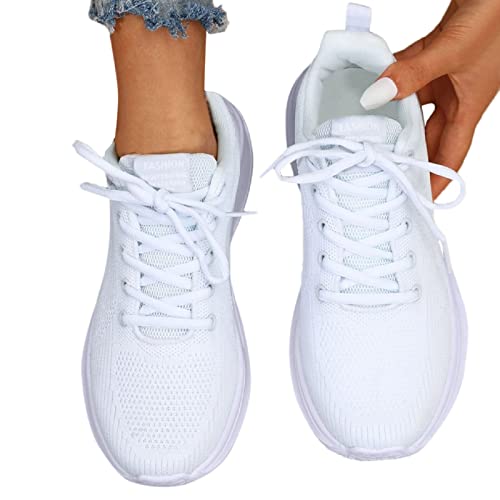 Rrunsv Sneaker Damen Plateau Elegante Weiche Schuhe,Damen Laufschuhe zum Schnüren vorne Sportliche Sportschuhe Weiß Damen Walkingschuhe Halbschuhe Für Outdoor Jogging Ganzjahres Schuhe vielseitig1035 von Rrunsv