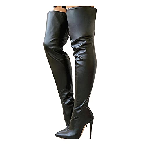 Rrunsv Stiefeletten Damen Damen Sommer Overknee Stiefel,Modische Spitze Zehen Schwarz Sexy Spitze Über Dem Knie Lange Stiefel, Mit Einer Absatzhöhe von Rrunsv