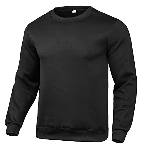 Rrunsv Sweatshirt Herren Pullover Herren Langarm,Männ Herren Rundhals Pullover Regular Fit Casual Top Vielseitiger Vintage Pullover Sweater Herbst Winter Langarmshirt Jacke Bequem (Black M) von Rrunsv