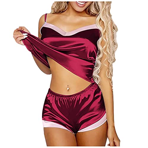 Sexy Unterwäsche für Frauen Push Up, Schlafanzug Slip Rückenfrei Unterwäsche Dessous Damen Sexy Reizwäsche Dessous Sexy Set Spitze Lingerie Reizvolle Sexy Schlafanzüge Hosen Strumpfhose (Xx3 Wine, M) von Rrunsv