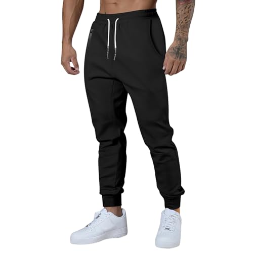 Sporthose Herren Einfarbig Jogginghose Herren Baumwolle Elastischer Trainingshose Herren mit Tasche Jogger Sweatpants Fitness Sweat Hosen Herren Taschen Sportkleidung Outdoorhose Herren Stoffhose von Rrunsv