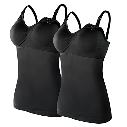 Umstandsmode Sommerkleid Damen Mutterschafts Stillshirt Tank Tops Sommer Ärmellos Stillen Kleidung Damen Kurzärmeliges Umstands-T-Shirt mit V-Ausschnitt und Raffung, 2er-Pack ps27 von Rrunsv