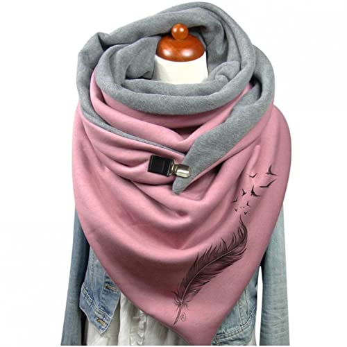 Rrunsv Winterschal Damen Beige,Modischer Schal für Damen, Winterschal, bedruckter Deckenschal mit Knopf, weich, lässig, warm, Schal, Damenschal, leichte Schals, Wollschals von Rrunsv