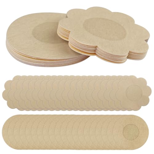 Rseuphiee 60 Stück Nippelabdeckungen, 15 Paare Blume, 15 Paare Rund, Wasserdicht Nipple Cover, Selbstklebende Brustwarzenabdeckungen, Einmaliger Gebrauch Nippel Aufkleber, Ultra Dünne Brust Aufkleber von Rseuphiee