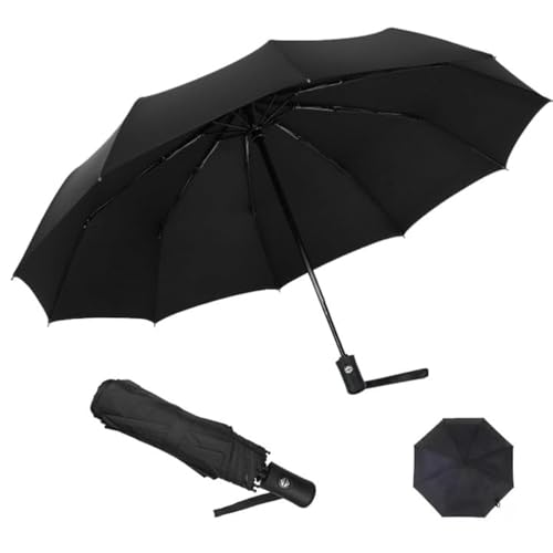 Rseuphiee Regenschirm sturmfest,stockschirm,Taschenschirm mit Auf-Zu-Automatik - Tragbar faltbar Wetterfester Kompaktschirm - schwarzer Regenschirm für Erwachsene und Kinder von Rseuphiee