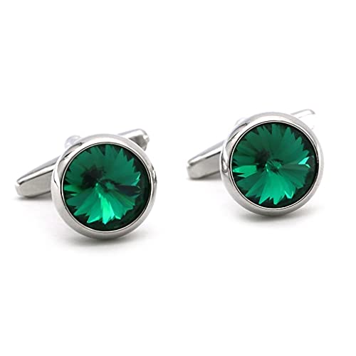 Modische runde grüne Kristall-Manschettenknöpfe Hochzeitsschmuck Geschenke Herren Persönlichkeit elegant (Farbe: Grün, Größe: wie abgebildet), As Shown von Rsmmpqa