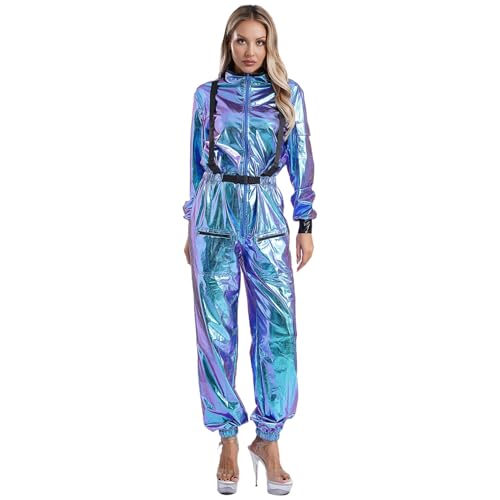 Rswnyirn Damen Astronaut Anzug Rollenspiel Kostüm Raumfahrer Astronautin Kostüm Glänzend Overall Lang Jumpsuit Halloween Karneval Mottoparty Kostüm Blau L Rswnyirn Damen Astronaut Anzug Rollenspiel Kostüm Raumfahrer Astronautin Kostüm Glänzend Overall Lang Jumpsuit Halloween Karneval Mottoparty Kostüm Blau L von Rswnyirn