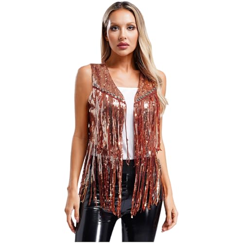 Rswnyirn Damen Fransenweste Lang Weste Anzugweste Pailletten Oberteil Tops Ärmellos Jacke Glitzer Disco Kostüm Mottoparty Fasching Gold S Rswnyirn Damen Fransenweste Lang Weste Anzugweste Pailletten Oberteil Tops Ärmellos Jacke Glitzer Disco Kostüm Mottoparty Fasching Gold S von Rswnyirn