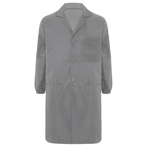 Rswnyirn Herren Arbeitsmantel Langarm Arbeitskitte Laborkittel mit Knopfleiste Taschen Berufsmantel Arbeitskleidung Grau M/175 Rswnyirn Herren Arbeitsmantel Langarm Arbeitskitte Laborkittel mit Knopfleiste Taschen Berufsmantel Arbeitskleidung Grau M/175 von Rswnyirn
