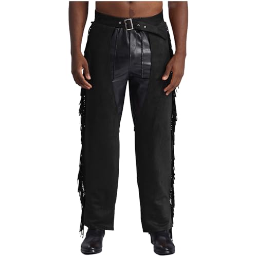 Rswnyirn Herren Cowboy Hose Western Kostüm Cowboy Chaps mit Quasten Verstellbar Pants Mottoparty Halloween Karneval Kostüm Schwarz XXL Rswnyirn Herren Cowboy Hose Western Kostüm Cowboy Chaps mit Quasten Verstellbar Pants Mottoparty Halloween Karneval Kostüm Schwarz XXL von Rswnyirn