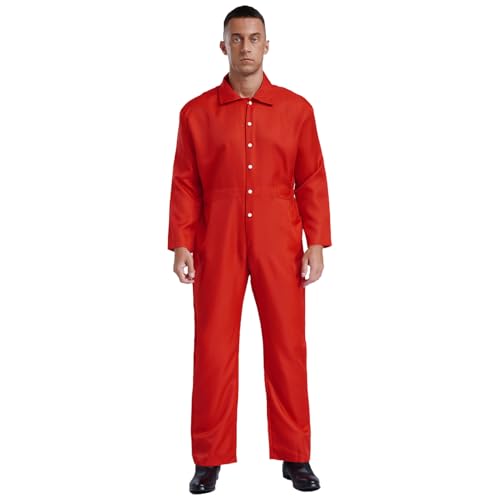 Rswnyirn Herren Einteiler Jumpsuit Arbeitsoverall Lang Arbeitsanzug mit Druckknöpfe Ganzkörper Anzug Erwachsene Arbeitskleidung Uniform Rot 3XL Rswnyirn Herren Einteiler Jumpsuit Arbeitsoverall Lang Arbeitsanzug mit Druckknöpfe Ganzkörper Anzug Erwachsene Arbeitskleidung Uniform Rot 3XL von Rswnyirn