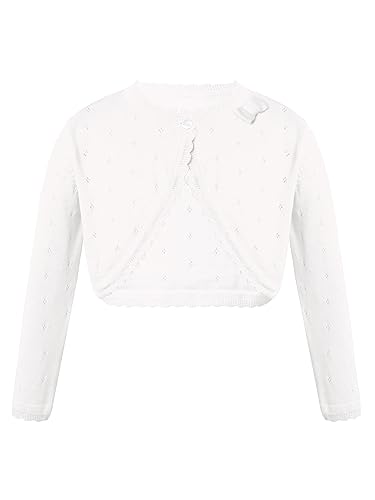 Rswnyirn Kinder Bolero Mädchen Festlich Jacke Basic Baumwolle Cardigan mit Schleife Strickjacke Kommunion Taufe Party Kleidjacke top Weiß 134-140 Rswnyirn Kinder Bolero Mädchen Festlich Jacke Basic Baumwolle Cardigan mit Schleife Strickjacke Kommunion Taufe Party Kleidjacke top Weiß 134-140 von Rswnyirn
