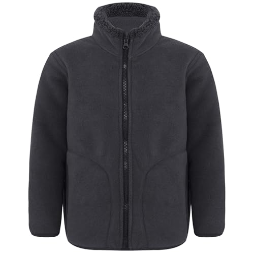 Rswnyirn Kinder Fleecejacke Mädchen Jungen Warm Jacke Oberteil Ohne Kapuze Sweatjacke mit Reißverschluss Casual Freizeit Outfit Dunkelgrau 110-116 von Rswnyirn