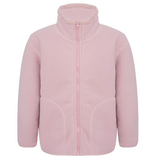 Rswnyirn Kinder Fleecejacke Mädchen Jungen Warm Jacke Oberteil Ohne Kapuze Sweatjacke mit Reißverschluss Casual Freizeit Outfit Rosa 110-116 von Rswnyirn